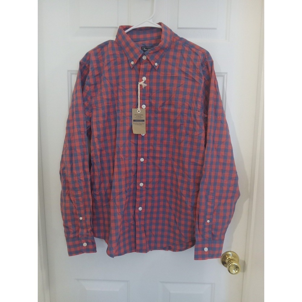 Abercrombie & Fitch Shirt Mens LG Pocket Button Down Plaid Long Sleeve